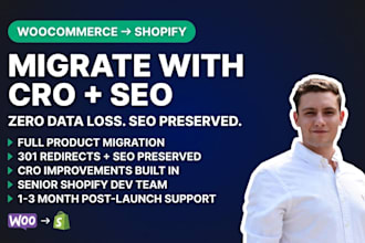 do a complete woocommerce to shopify migration with cro and seo