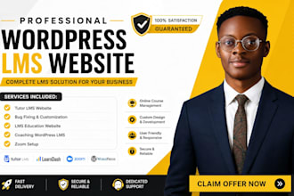 create tutor lms elearning website, moodle,talentlms and fix wordpress lms error
