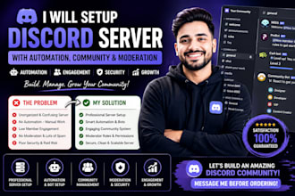 setup discord server with automation, community server, discord moderator