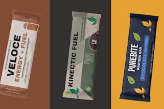 design box dieline, mylar bag and snack pouch packaging for standout products