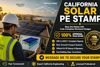 engineer solar structural design and pe stamp for california permit