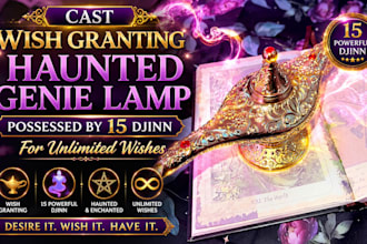 cast wish granting haunted genie lamp possessed by 15 djinn for unlimited wishes
