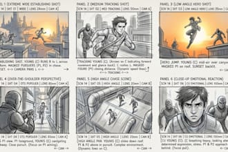 create cinematic storyboards for films and commercials