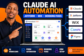 setup claude ai homebase 360 automation jotform wix booking bug fix canva figma