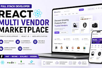 build react multi vendor market place website development full stack developer