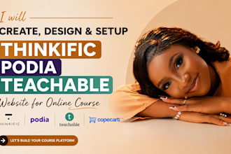 create thinkific website, podia, teachable website  copecart for online course