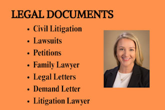 draft legal motions or petitions on divorce, alimony or child support
