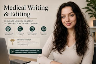 ghostwrite, humanize and proofread medical content