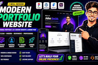 design modern portfolio website personal portfolio cv resume website landingpage