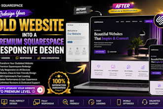 redesign old website into premium squarespace responsive design