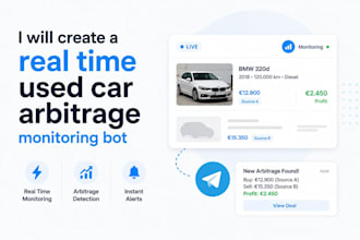 create a real time used car arbitrage monitoring bot