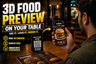 create a webar restaurant menu with 3d food preview and qr code
