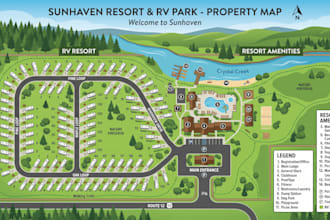 design resort maps, campground maps, rv park  maps and property layout maps