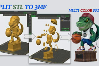 convert stl to 3mf, add color and split for bambu lab multicolor 3d printing