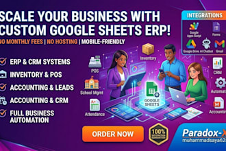 create automated erp or CRM system in google sheets for your business
