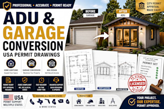 create adu, garage conversion and home addition permit drawings USA