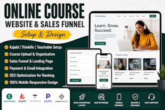 set up your online course website, kajabi, thinkific and do SEO