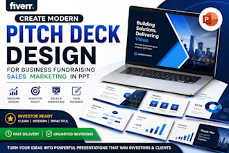 create modern pitch deck design for business fundraising sales marketing in PPT