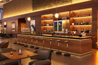 do 3d interior design, photorealistic renders for retail, cafes, coffee shops