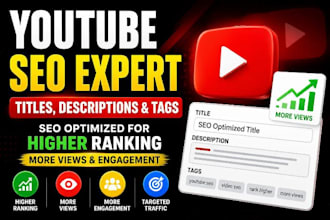 write SEO youtube titles description and tags