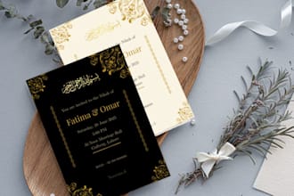 design custom islamic nikah wedding invitation card anystyle