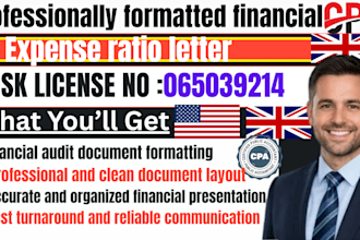 write verified CPA letter, income letter, expense ratio letter, mortgage letter