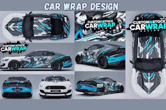 design realistic 3d mockup car wrap,vehicle wrap, van wrap with print ready file