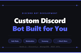 build you a custom discord bot with moderation antinuke and economy