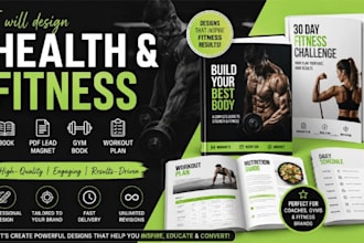 design health fitness ebook, pdf lead magnet, gym book, workout plan