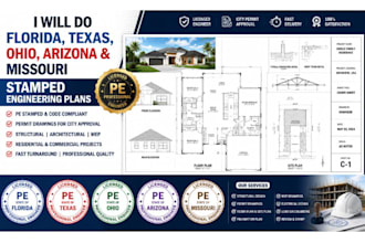 do florida, texas, ohio, arizona and missouri stamped structural engineer plans