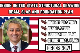 design united state structural drawings, beam, slab and foundation plan
