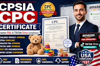 provide cpsia CPC certificate for amazon fba and tiktok shop