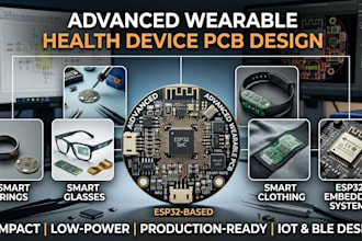 wearable health device, smart ring  glasses, band, clothing, esp32,pcbs