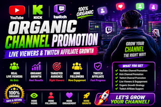do youtube,kick,twitch channel promotion,live viewer and twitch affiliate growth