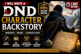 write your pf dnd character backstory and rpg lore do character development