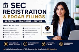 prepare  sec registration and  edgar filings with 10k 10q and 8k