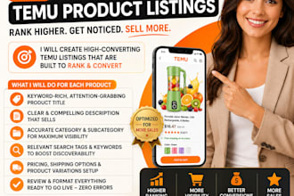 create SEO optimized temu product listings that get your items found and sold