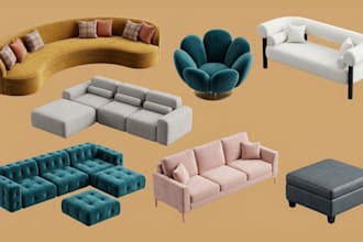 create 3d mesh furniture set  low li pem second life imvu vrchat sims gtav fivem