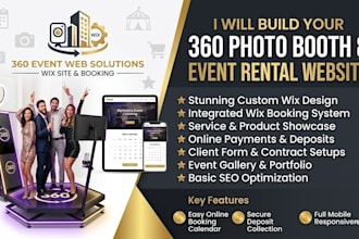 build a 360 photo booth and party rental website with wix booking, event website