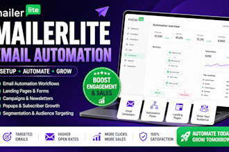 setup mailerlite email marketing, automation, landing page and workflow