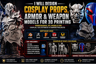design cosplay props, armor and weapon models for 3d printing