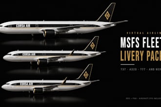design msfs virtual airline livery, fleet repaint, and airline brand pack