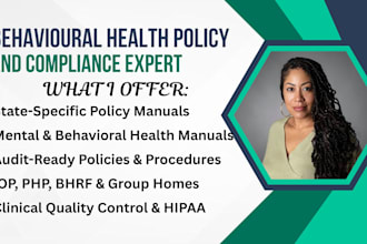 write nevada dhhs and arizona adhs compliant mental health policy manuals