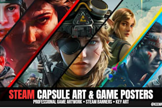 create steam capsule art and game art illustrations