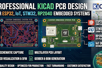 do professional kicad pcb design for esp32, iot, stm32, rp2040 embedded s