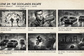 create action storyboard sequences for movies games and trailers