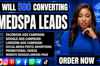generate 800 converting medspa leads, cosmetics leads, medspa google ads