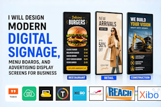 design modern digital signage and advertising display screens for businesses