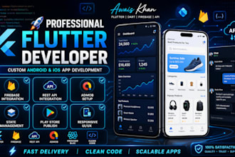 develop professional flutter app with firebase and API integration