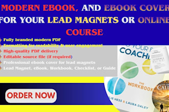 design a modern ebook, and ebook cover for your lead magnets or online course